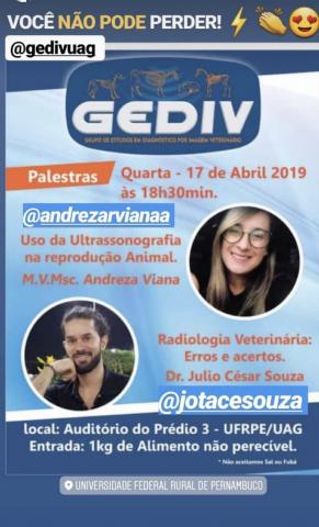 Palestras no Grupo de Estudos em Diagnóstico por Imagem Veterinário - GEDIV